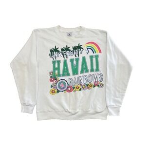 vintage University of Hawaii rainbows sweatshirt mens Large white 1990s USA‎